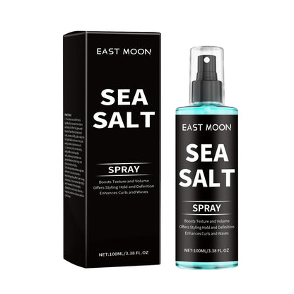 Sea Salt spray bottle and black carton package with pump dispenser