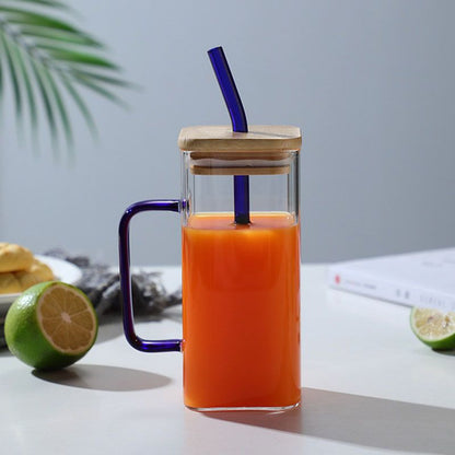 1pc, 13.5oz Adorable Glass Cups with Lids and Straws - Perfect for Back to School and On-the-Go Drinks - Renee Lane Company