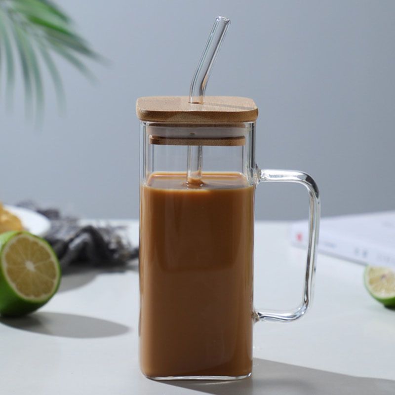 1pc, 13.5oz Adorable Glass Cups with Lids and Straws - Perfect for Back to School and On-the-Go Drinks - Renee Lane Company