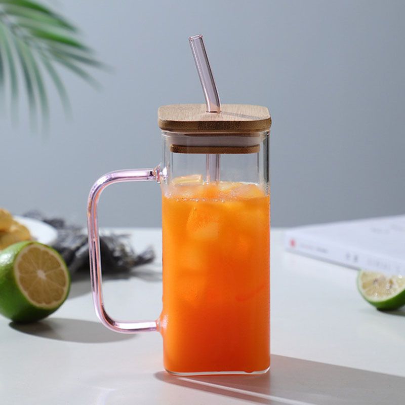 1pc, 13.5oz Adorable Glass Cups with Lids and Straws - Perfect for Back to School and On-the-Go Drinks - Renee Lane Company