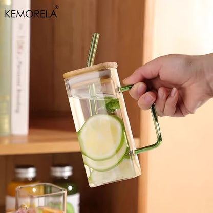 1pc, 13.5oz Adorable Glass Cups with Lids and Straws - Perfect for Back to School and On-the-Go Drinks - Renee Lane Company