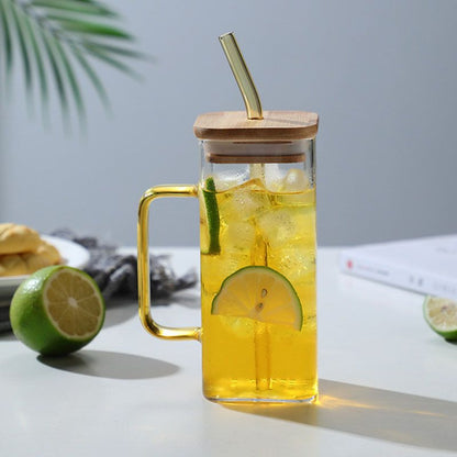 1pc, 13.5oz Adorable Glass Cups with Lids and Straws - Perfect for Back to School and On-the-Go Drinks - Renee Lane Company