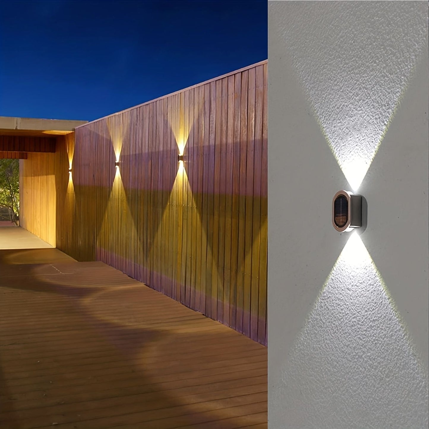 1pc 2 LEDs Solar Wall Light UP And Down Illuminate Outdoor Sunlight Sensor Lamp Waterproof Modern Nordic Style Decor For Home Garden Porch (Warm White & Cold White) (Bronze) - Renee Lane Company