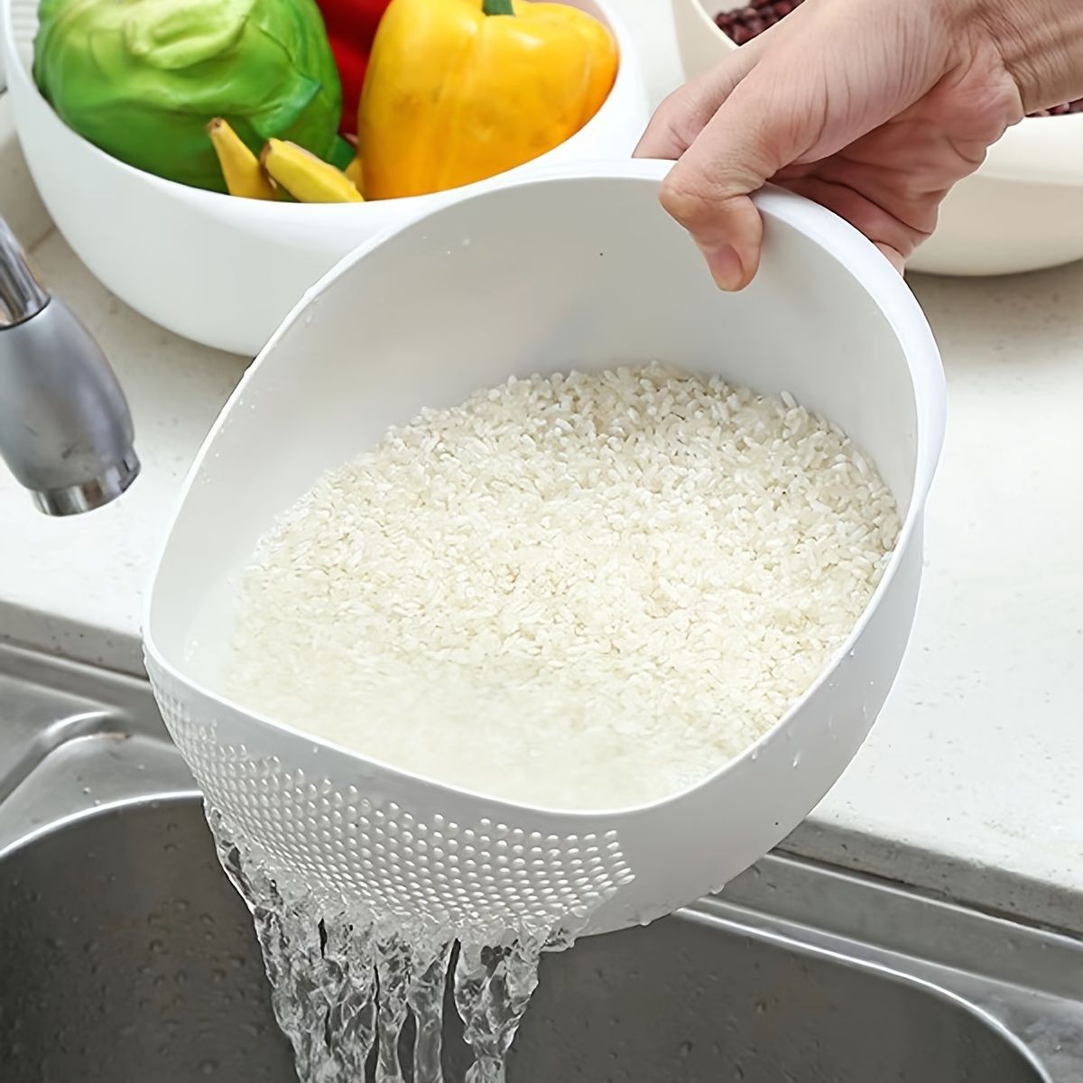 1pc/2pcs/3pcs Multi-Functional Kitchen Washing Basket Basin - Drain Water, Wash Rice, Perfect For Cleaning Vegetables And Fruits, And More With Convenient - Renee Lane Company
