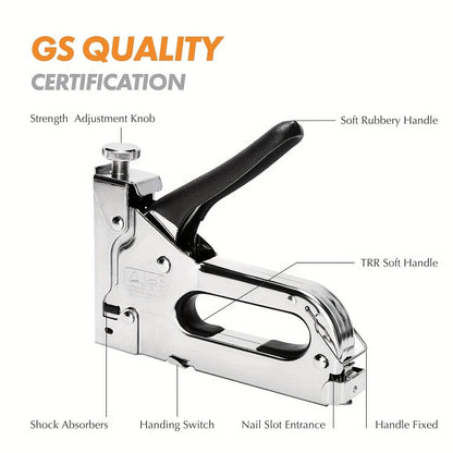 1pc, 3 In 1 Heavy Duty Staple Gun Kit With 300 Staples, Upholstery Stapler For Fixing Material, Decoration, Carpentry, Furniture, Doors And Windows - Renee Lane Company