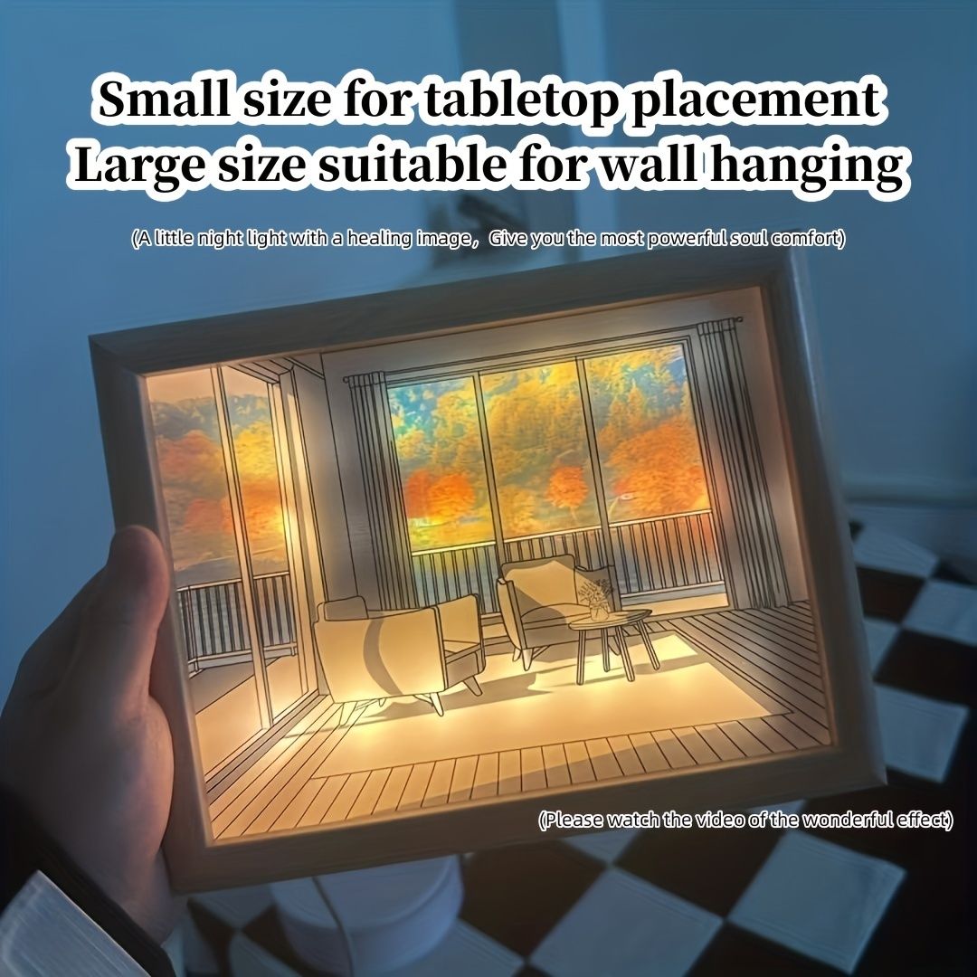 1pc 3D Papercut Night Light, Creative Light Painting Wall Hanging Decoration Table Lamp Trinket Led Small Night Light Birthday Gift - Renee Lane Company