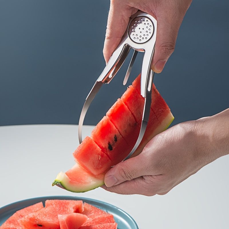 1pc 4-in-1 304 Stainless Steel Mango Divider Cuber - Slicer, Peeler, Cutter, and Remover for Watermelon, Dragon Fruit, Avocado, and More - Renee Lane Company