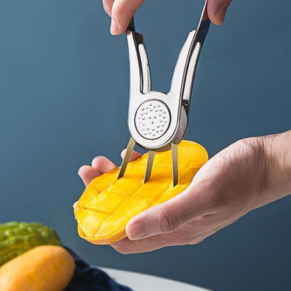 1pc 4-in-1 304 Stainless Steel Mango Divider Cuber - Slicer, Peeler, Cutter, and Remover for Watermelon, Dragon Fruit, Avocado, and More - Renee Lane Company