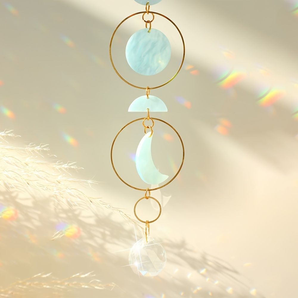 1pc Acrylic Sun-moon Metal Chain Home Living Room Decoration Car Hanging - Renee Lane Company