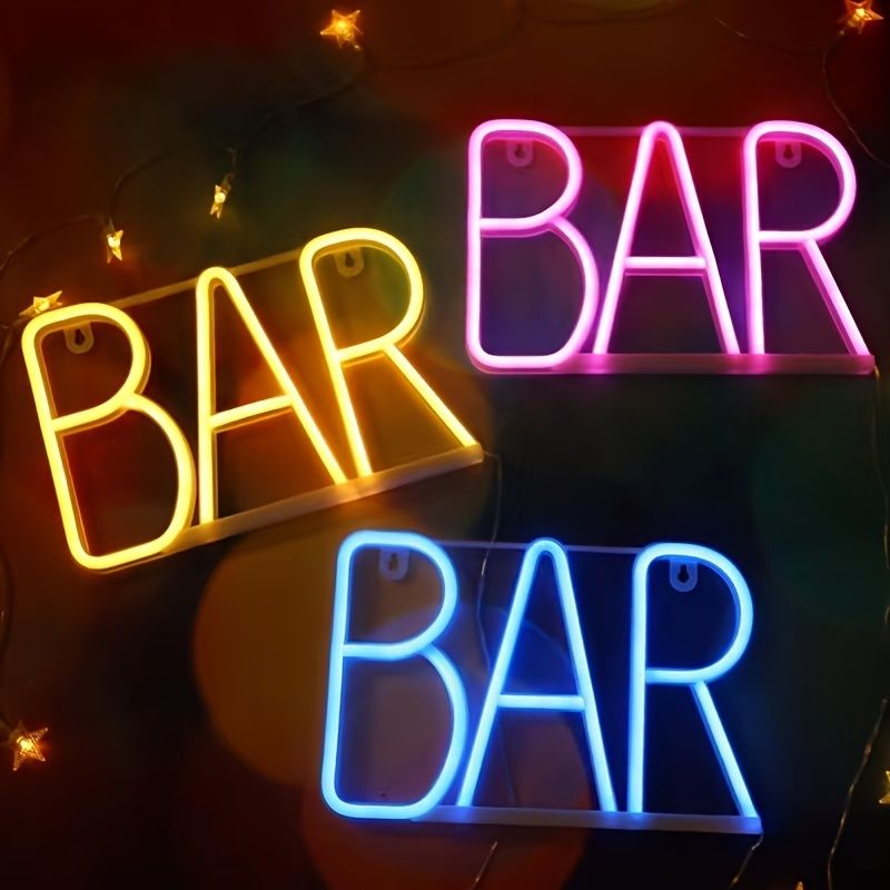 1pc, BAR Neon Light, LED Business Bar Sign Light On Off Switch Open Bright Light Neon, Without Battery - Renee Lane Company