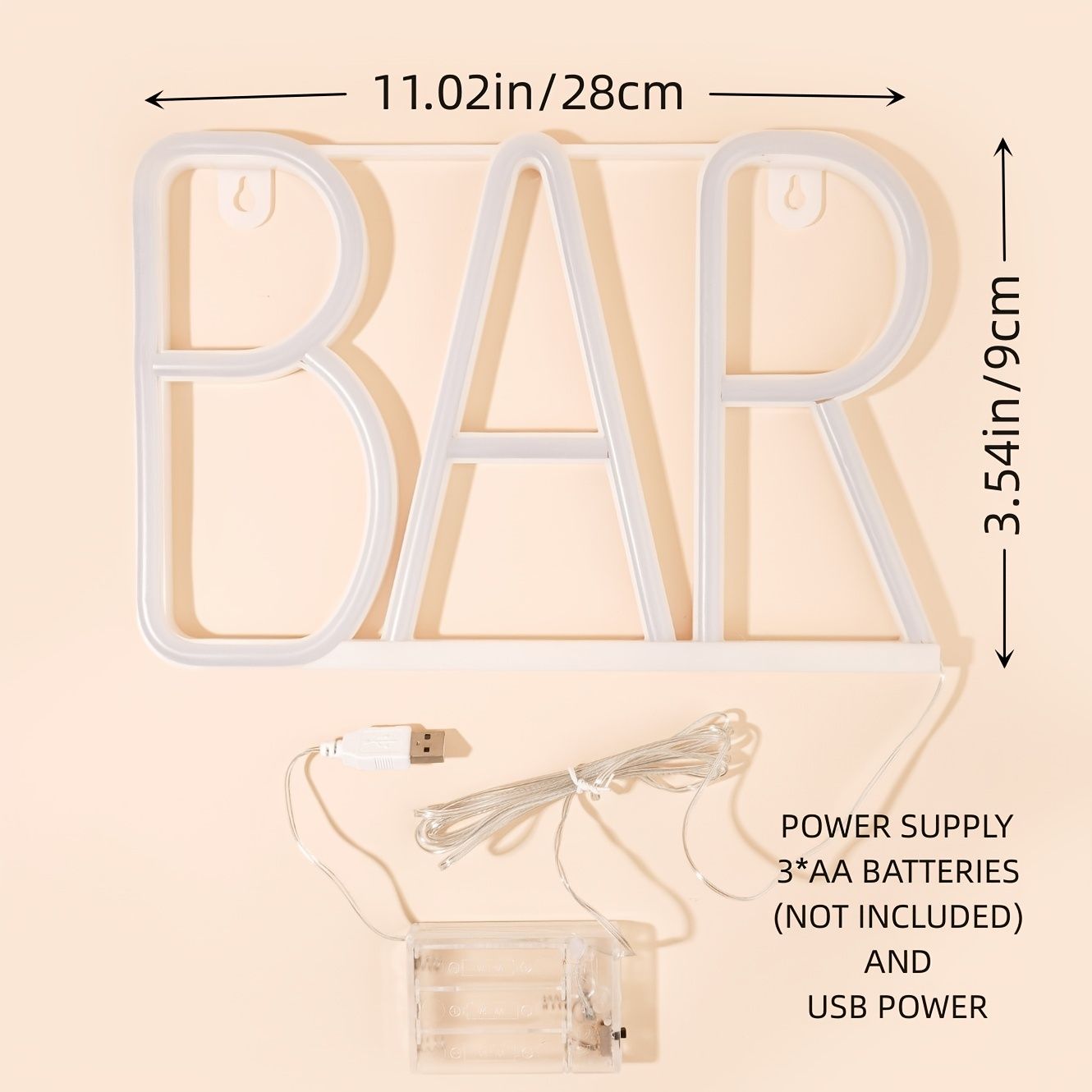 1pc, BAR Neon Light, LED Business Bar Sign Light On Off Switch Open Bright Light Neon, Without Battery - Renee Lane Company