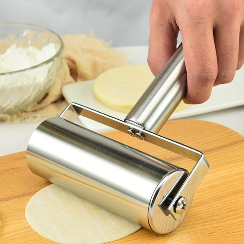 1pc, Baker Roller, 360 Degree Rolling Baker Roller, Stainless Steel Roller For Baking, Creative Stainless Steel Dough Roller, Non-stick Pastry Roller, Pizza Cooking Tool, Kitchen Supplies - Renee Lane Company
