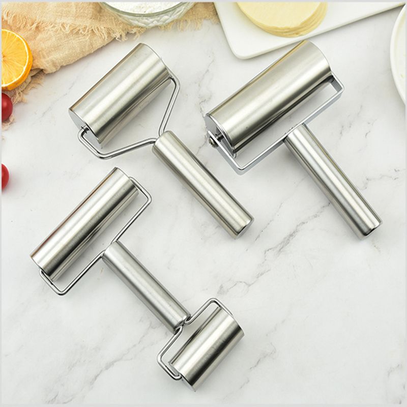 1pc, Baker Roller, 360 Degree Rolling Baker Roller, Stainless Steel Roller For Baking, Creative Stainless Steel Dough Roller, Non-stick Pastry Roller, Pizza Cooking Tool, Kitchen Supplies - Renee Lane Company