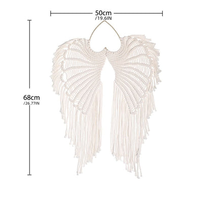 1pc Bohemian Angel Wings Tapestry Pendant with Long Tassels - Hand Woven Dream Catcher Wall Hanging for Weddings, Offices, and Bedrooms - Renee Lane Company