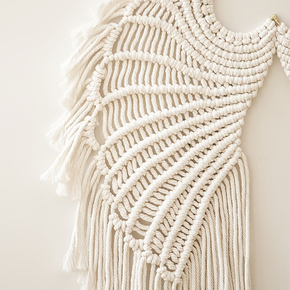 1pc Bohemian Angel Wings Tapestry Pendant with Long Tassels - Hand Woven Dream Catcher Wall Hanging for Weddings, Offices, and Bedrooms - Renee Lane Company
