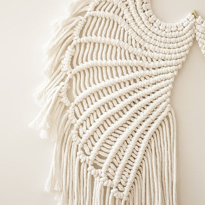 1pc Bohemian Angel Wings Tapestry Pendant with Long Tassels - Hand Woven Dream Catcher Wall Hanging for Weddings, Offices, and Bedrooms - Renee Lane Company