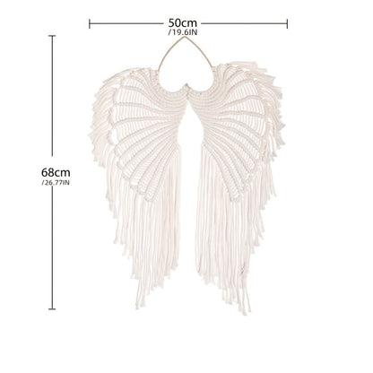 1pc Bohemian Angel Wings Tapestry Pendant with Long Tassels - Hand Woven Dream Catcher Wall Hanging for Weddings, Offices, and Bedrooms - Renee Lane Company