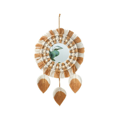 1pc, Bohemian Hand-Woven Dream Catcher with Mirror - Wall Art, Home Decor, Birthday Gift, Festival Decor - Renee Lane Company