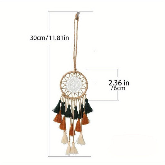 1pc Bohemian Style Tricolor Dream Catcher - Mini Pendant for Car Interior, Wall, and Window Decor - Perfect for Home, Room, and Christmas Easter Decor - Renee Lane Company