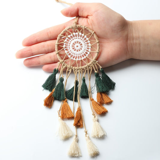 1pc Bohemian Style Tricolor Dream Catcher - Mini Pendant for Car Interior, Wall, and Window Decor - Perfect for Home, Room, and Christmas Easter Decor - Renee Lane Company
