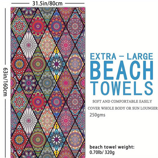 1pc Boho Sandproof Beach Towels, Vacation Beach Accessories, Fast Dry Beach Accessories, For Travel Swim Pool Yoga Camping, Bathroom Accessories - Renee Lane Company