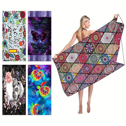 1pc Boho Sandproof Beach Towels, Vacation Beach Accessories, Fast Dry Beach Accessories, For Travel Swim Pool Yoga Camping, Bathroom Accessories - Renee Lane Company