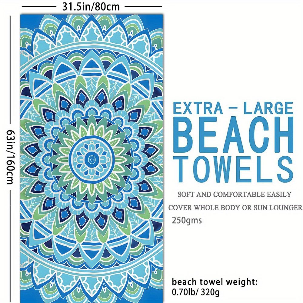 1pc Boho Sandproof Beach Towels, Vacation Beach Accessories, Fast Dry Beach Accessories, For Travel Swim Pool Yoga Camping, Bathroom Accessories - Renee Lane Company