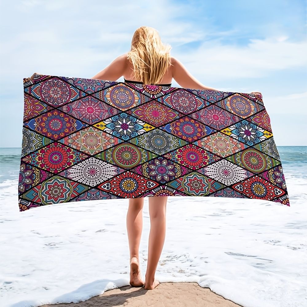 1pc Boho Sandproof Beach Towels, Vacation Beach Accessories, Fast Dry Beach Accessories, For Travel Swim Pool Yoga Camping, Bathroom Accessories - Renee Lane Company