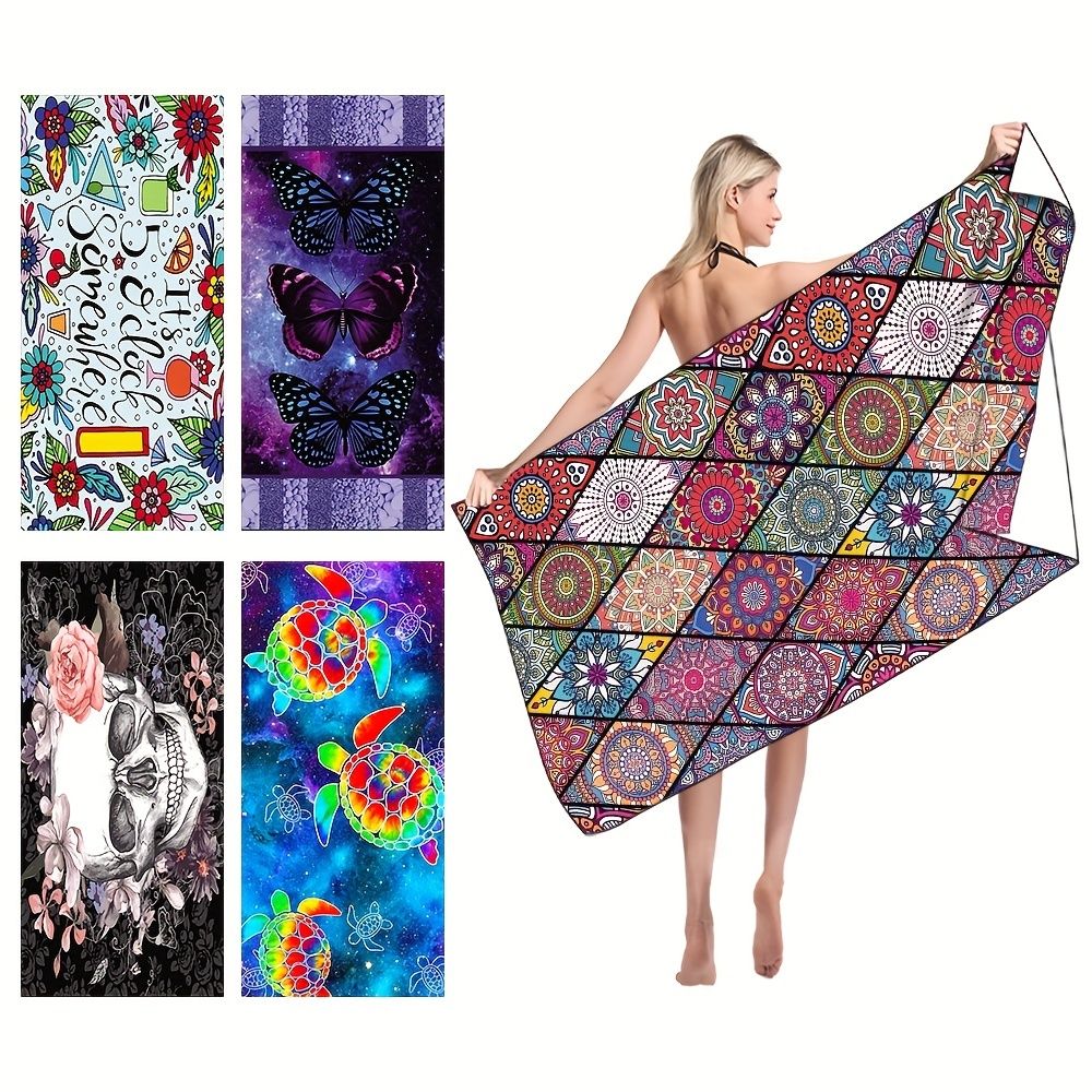 1pc Boho Sandproof Beach Towels, Vacation Beach Accessories, Fast Dry Beach Accessories, For Travel Swim Pool Yoga Camping, Bathroom Accessories - Renee Lane Company