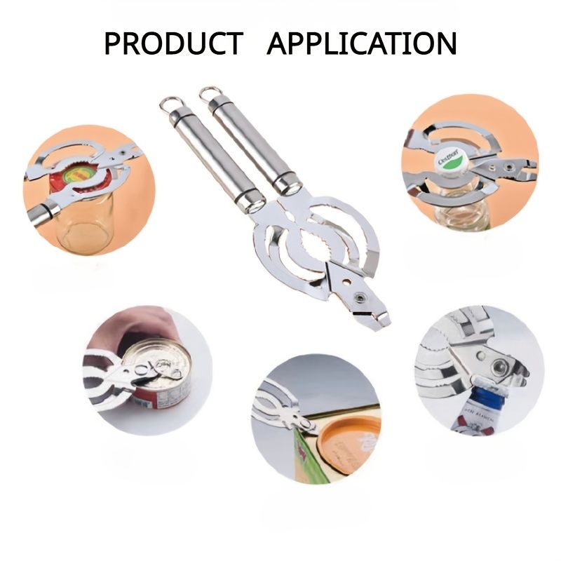 1pc, Can Opener, 304 Stainless Steel Jar Opener, All Metal Construction Adjustable Jar Opener, Can Bottle Opener Gripper, For Weak Hand, Elderly, Arthritis, Child - Renee Lane Company