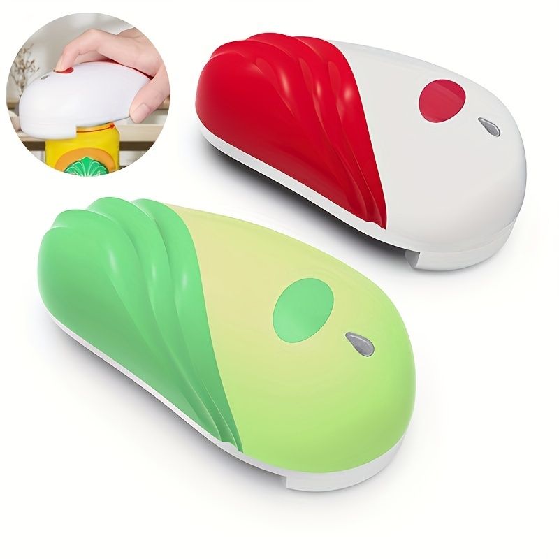 1pc, Can Opener, Stainless Steel Electric Bottle Opener, Smooth Edge Food-Safe Electric Can Opener, Automatic Can Opener, Red /Green Kitchen Can Opener - Renee Lane Company