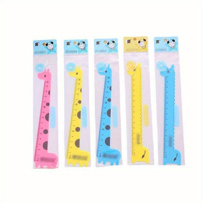 1pc Cartoon Animal Giraffe Plastic Straight Ruler Kawaii Cute Sweet Straight Ruler - Renee Lane Company