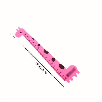 1pc Cartoon Animal Giraffe Plastic Straight Ruler Kawaii Cute Sweet Straight Ruler - Renee Lane Company