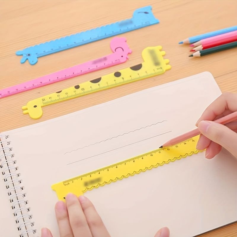1pc Cartoon Animal Giraffe Plastic Straight Ruler Kawaii Cute Sweet Straight Ruler - Renee Lane Company