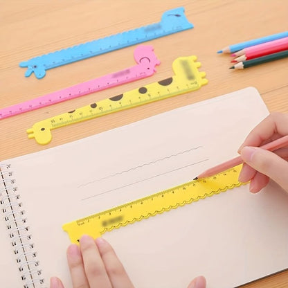 1pc Cartoon Animal Giraffe Plastic Straight Ruler Kawaii Cute Sweet Straight Ruler - Renee Lane Company
