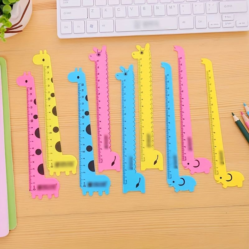 1pc Cartoon Animal Giraffe Plastic Straight Ruler Kawaii Cute Sweet Straight Ruler - Renee Lane Company