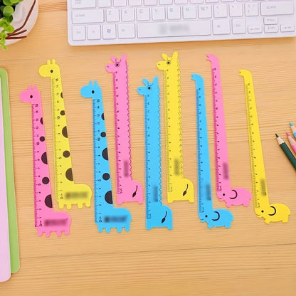 1pc Cartoon Animal Giraffe Plastic Straight Ruler Kawaii Cute Sweet Straight Ruler - Renee Lane Company