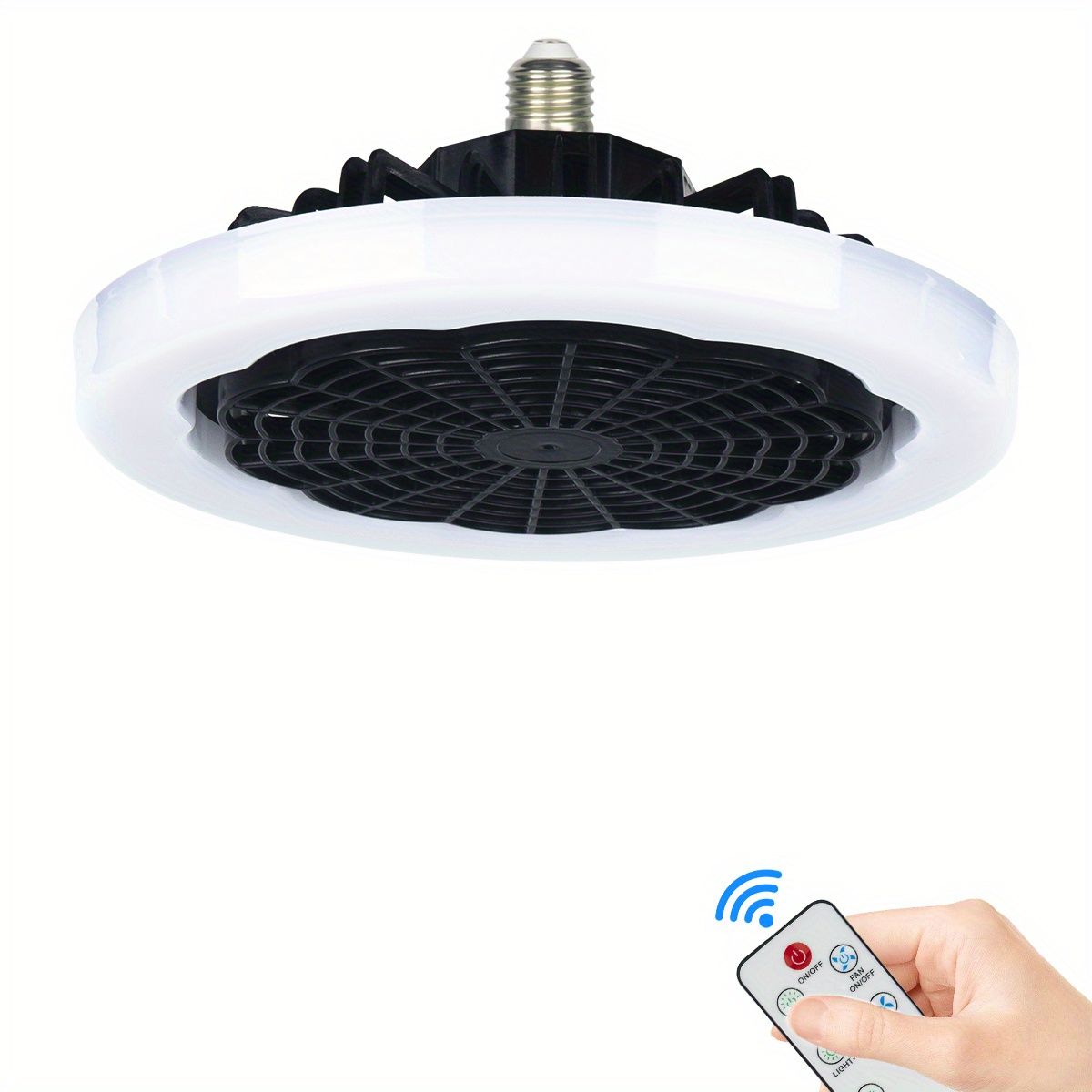 1pc Ceiling Fan With Light, Modern 18inch Remote Control Enclosed Low Profile Ceiling Fan With Light 3 Speed LED Dimming 3 Colors 8 Invisible Bladeless Flush Mount Fan Light Bedroom, Offices - Renee Lane Company