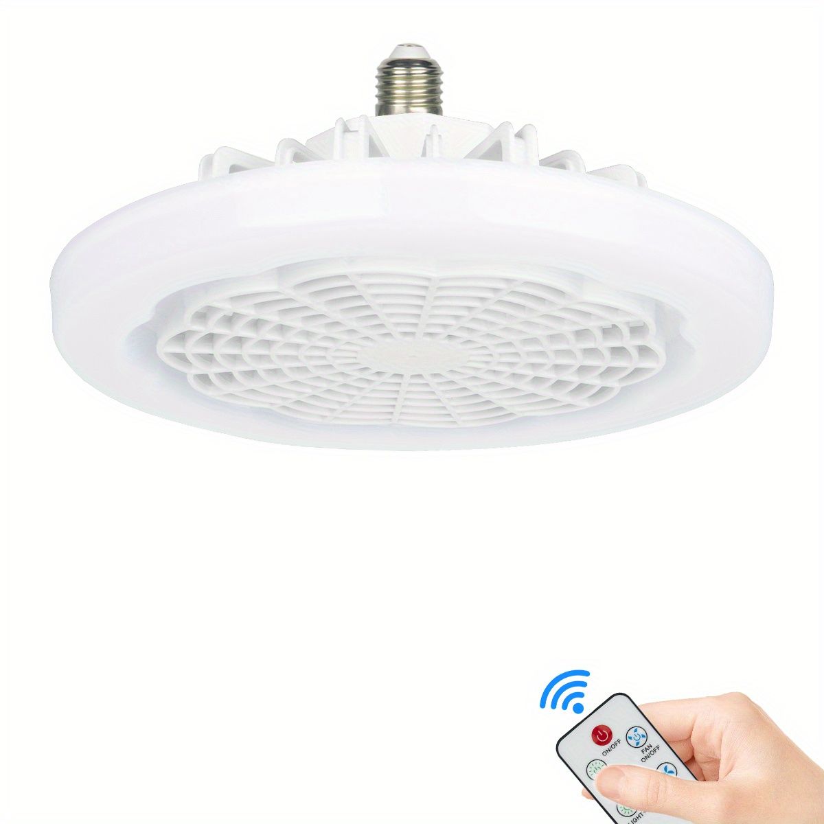 1pc Ceiling Fan With Light, Modern 18inch Remote Control Enclosed Low Profile Ceiling Fan With Light 3 Speed LED Dimming 3 Colors 8 Invisible Bladeless Flush Mount Fan Light Bedroom, Offices - Renee Lane Company