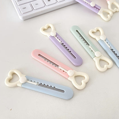 1pc Cute Mini Love Heart Utility Knife, Paper Cutter, Art Knife, Box Cutter, School, Office Supply, Cutting Tool, Student Stationery, Gift - Renee Lane Company