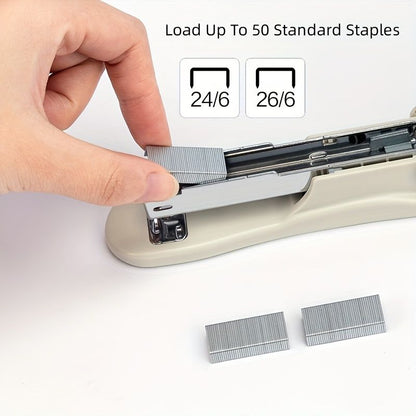 1pc Deli White Desktop Stapler, 20 Sheet Capacity, For Office, School Booklet Or Book Binding, Paper Binding - Renee Lane Company