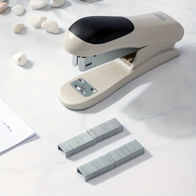 1pc Deli White Desktop Stapler, 20 Sheet Capacity, For Office, School Booklet Or Book Binding, Paper Binding - Renee Lane Company