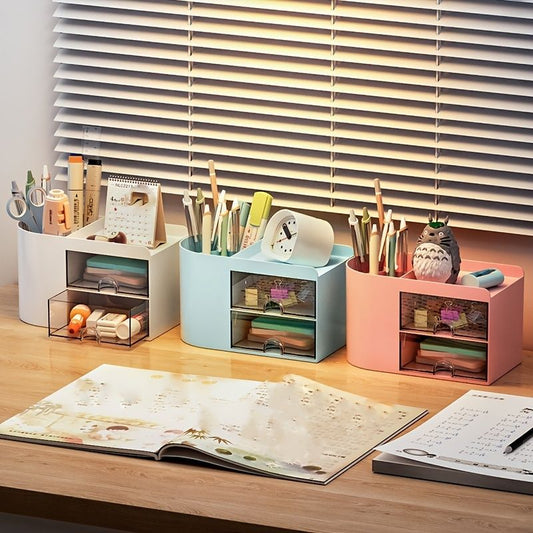 1pc Desktop Storage Box, Drawer Type Stationery Sundries Storage Box, Desktop Pen Container, Countertop Transparent Storage Cabinet - Renee Lane Company
