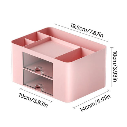 1pc Desktop Storage Drawers Cosmetic Makeup Organizer, Jewelry Display Box, Large Capacity Storage Box With Transparent Drawer, Pen Holder, Office Stationery Organizer For Lipstick Brushes Lotion - Renee Lane Company