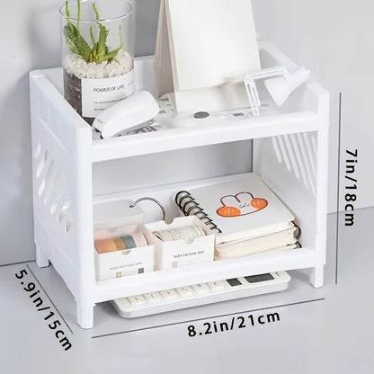 1pc Double Layer Finishing Rack College Student Dormitory Small Shelf Desktop Stationery Mini Storage Storage Rack Divider - Renee Lane Company