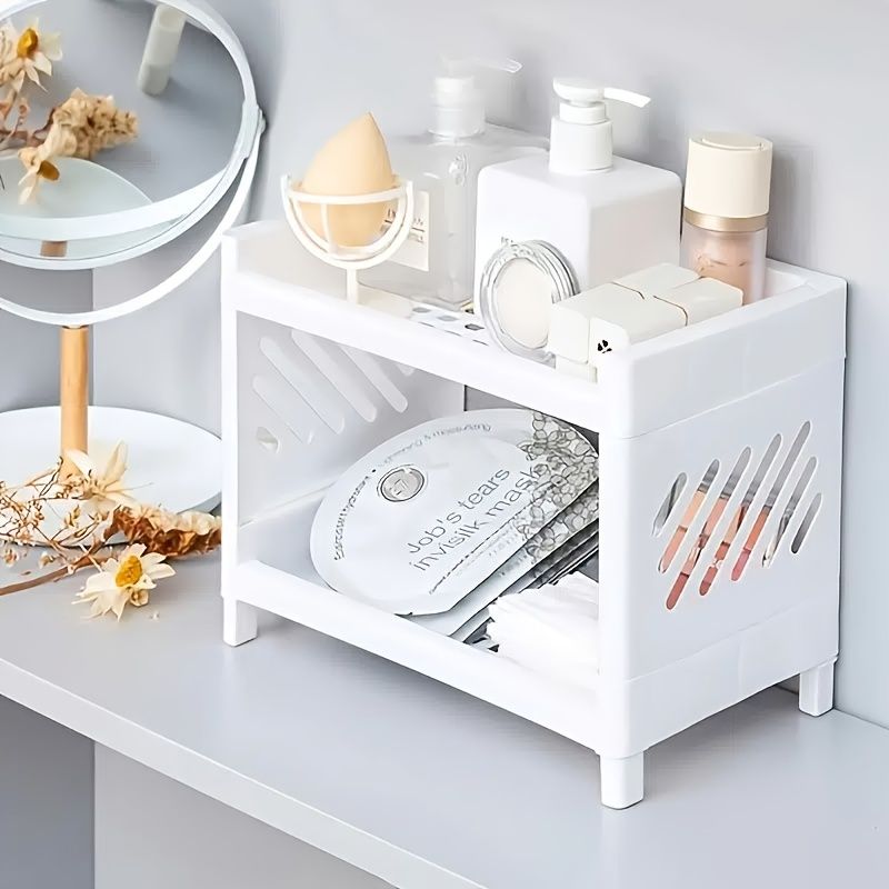 1pc Double Layer Finishing Rack College Student Dormitory Small Shelf Desktop Stationery Mini Storage Storage Rack Divider - Renee Lane Company