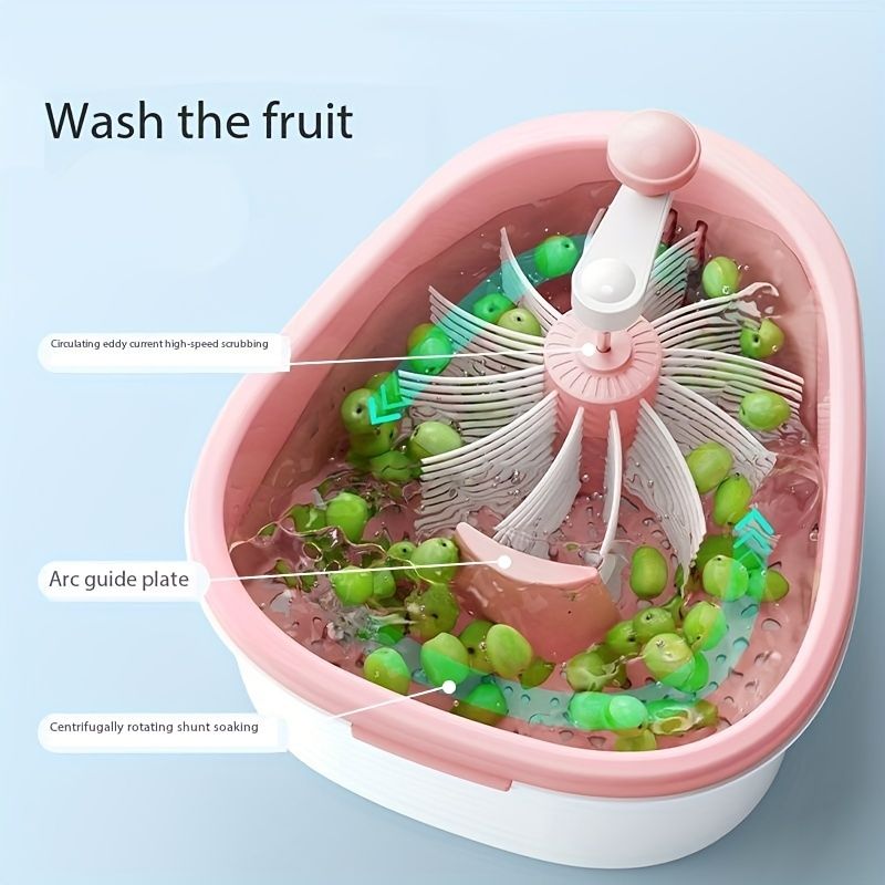 1pc, Efficient Fruit and Vegetable Washer - Spin Cleaning Machine for Fruits and Vegetables - Manual Fruit Cleaner Device - Kitchen Tool for Healthy and Clean Produce - Renee Lane Company