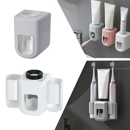 1pc Electric Toothbrush Holder Couple Toothbrush Holder Lazy Person Automatic Toothpaste Squeezing Device Wall Mounted Non Perforated Toothpaste Toothbrush Holder In Bathroom - Renee Lane Company