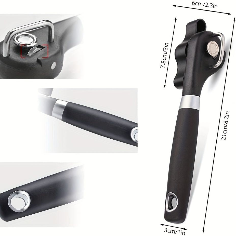 1pc Ergonomic Manual Can Opener with Soft Grips - Smooth Edge Cutting Can Opener for Kitchen & Restaurant - Food Grade Stainless Steel - Renee Lane Company