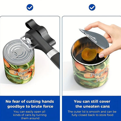 1pc Ergonomic Manual Can Opener with Soft Grips - Smooth Edge Cutting Can Opener for Kitchen & Restaurant - Food Grade Stainless Steel - Renee Lane Company